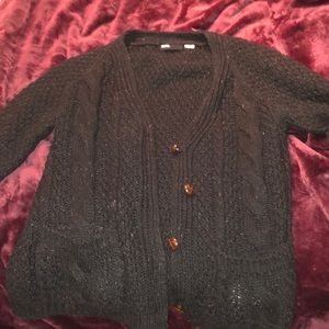 Simple Knit Black Cardigan with Buttons